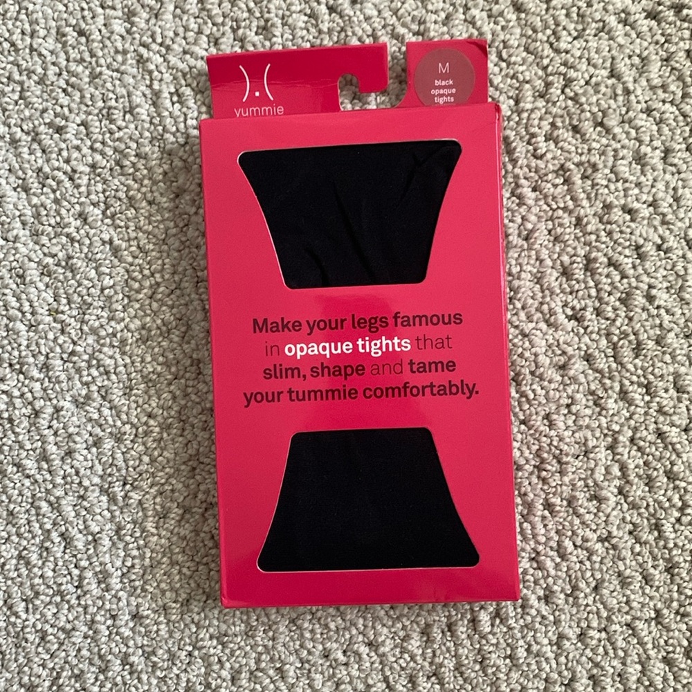 Black Opaque Tummy Control Tights by Yummie Tummie